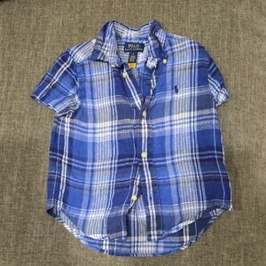Polo by Ralph Lauren Blue & White Plaid Short-Sleeve Button-Down Shirt